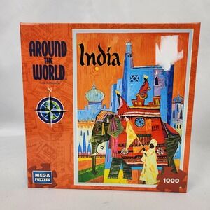 New Sealed Mega Puzzles Around the World‎ "India" 1000pc Colorful Complete